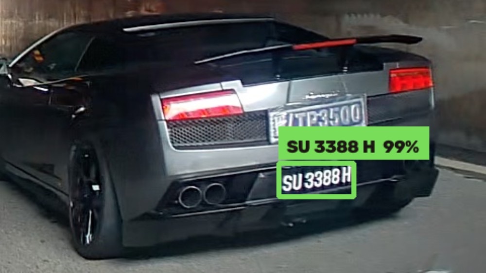WashLens reading a stylised private plate SU 3388 H on a sports car